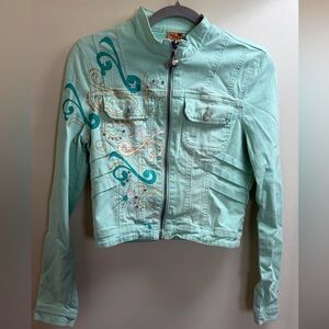 Apple Bottoms Mint Green Denim Jacket Y2K Studded Womens M
